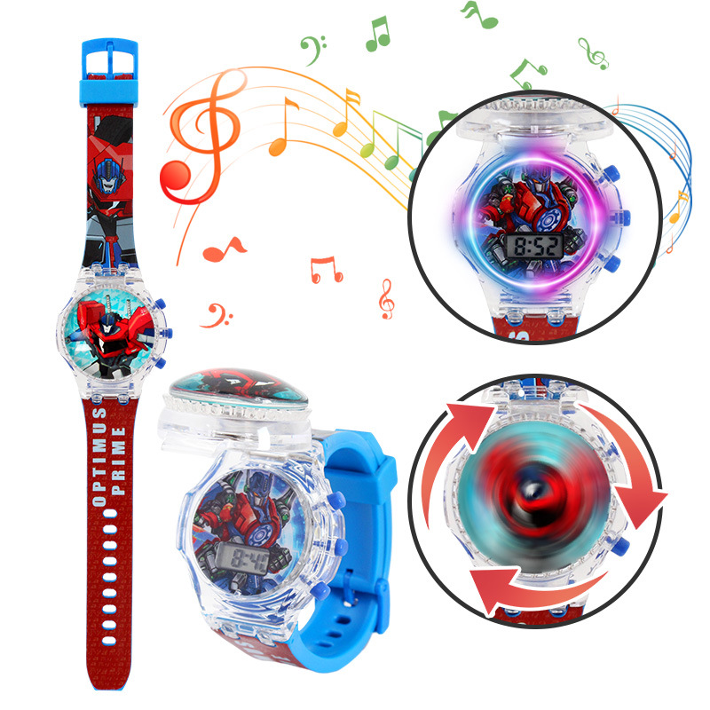 wholesale spinning top music light watch cartoon spiderman watch children's watch kindergarten gift spot