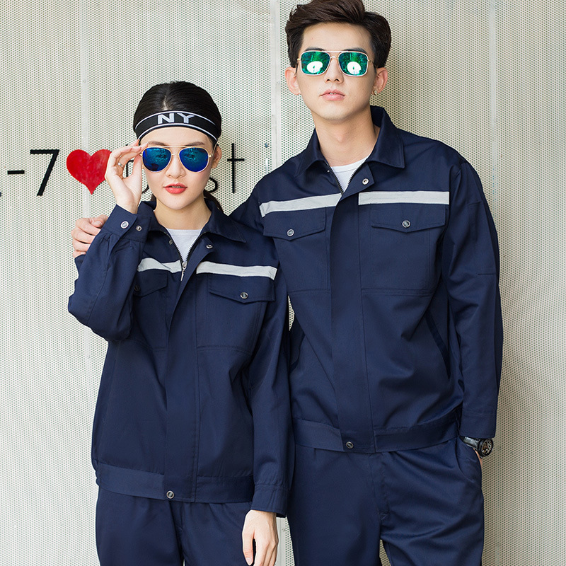 Spring and Autumn work clothes long sleeve reflective strip work clothes suit men and women auto repair workers factory construction workshop suit