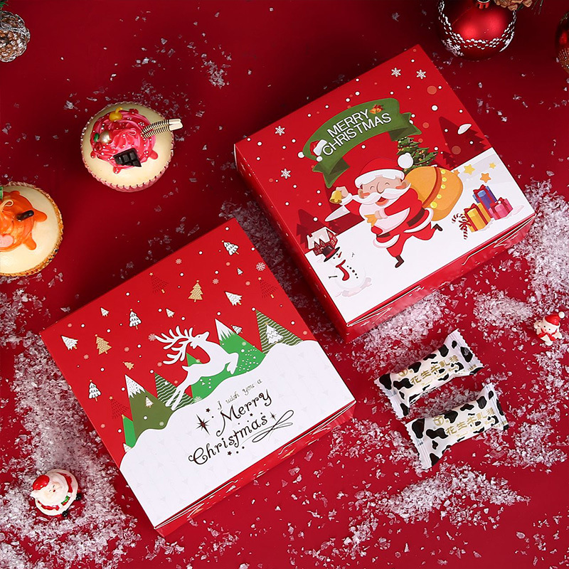 Christmas packing box candy biscuit gift box egg cup box snow Mei Niang egg yolk crisp carton disposable dessert box