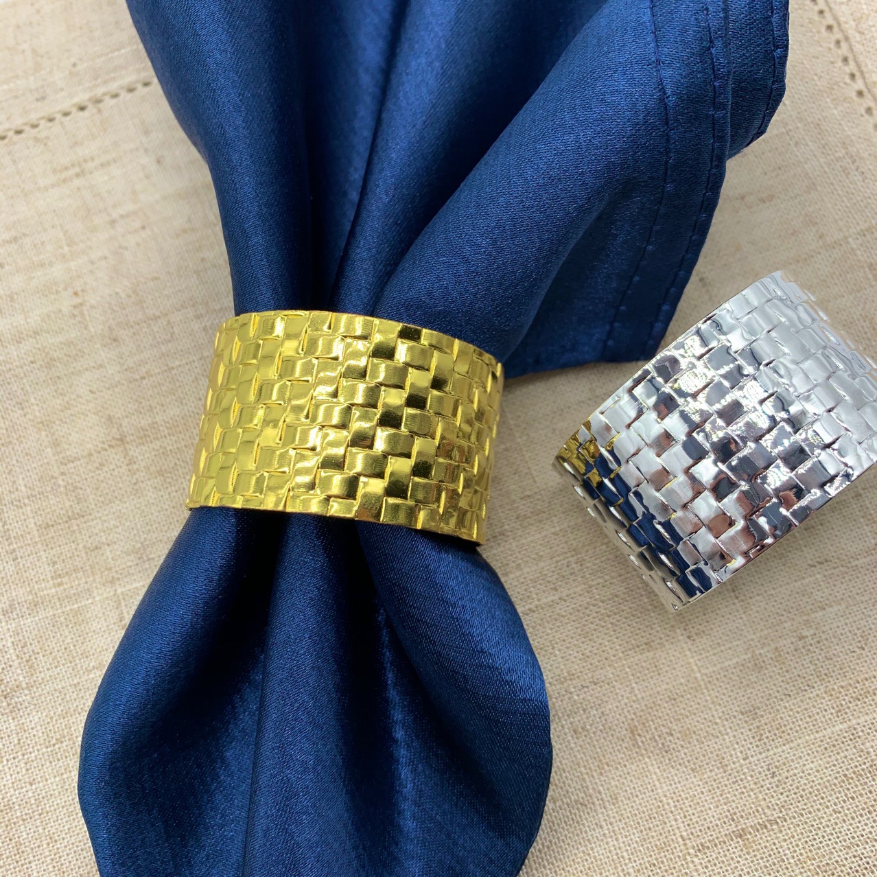 Hotel Plaid gold napkin buckle napkin ring hotel model room supplies party holiday wedding towel ring