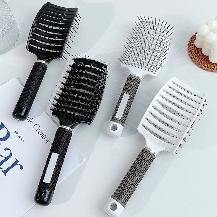 Yang Zi Red Fluffy Big Curved Comb Hair Style Massage Chop Comb Men's and Women's Portable Pig Mane Hair Hairdressing Comb