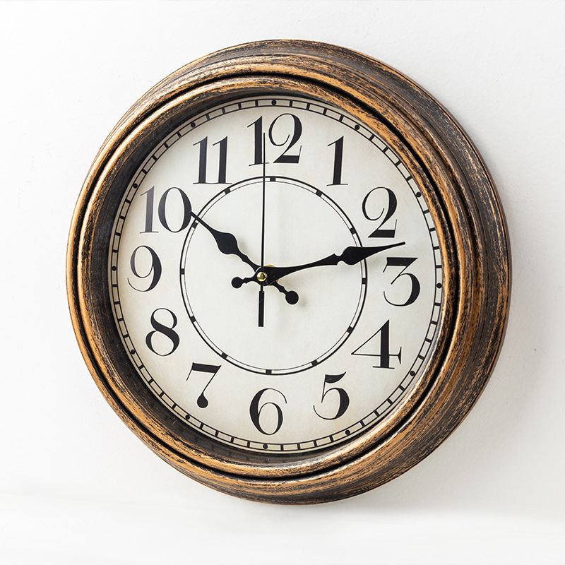 12 inch retro clock wall clock living room bedroom fashion brush gold fade creative clock Wall watch silent quartz clock
