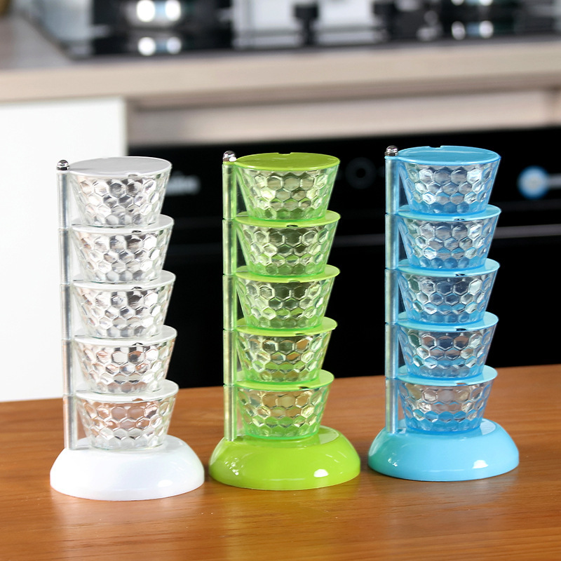 Kitchen Vertical Crystal Rotating Seasoning Box Set Seasoning Tank Storage Box Kitchen Household Seasoning Box Multi-Layer