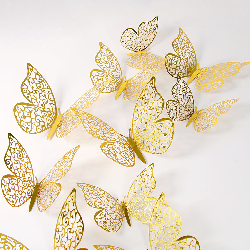 Hollow Butterfly Wall Stickers 3D Hollow Paper Butterfly Amazon Foreign Trade Wedding Festival Layout Home Decoration