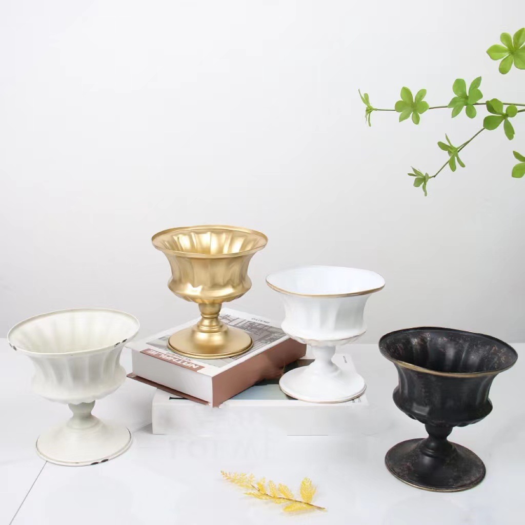 Elegant Gold Iron Flower Pot
