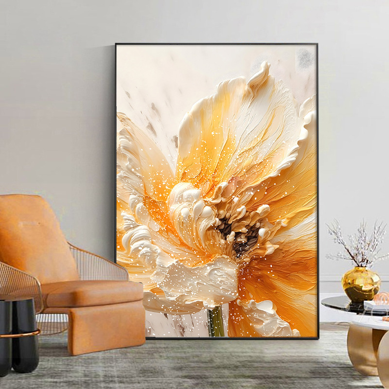 Nordic cream style lush branches and leaves living room decorative painting flower texture corridor mural sofa background wall hanging painting