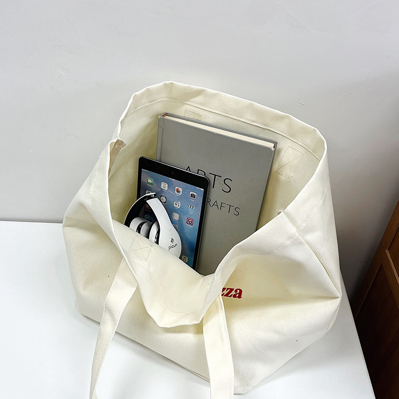 Custom Large Capacity Canvas Bag Women Bag Printable Logo Shoulder Bag Women Handbag Letter Tote Bag Wholesale