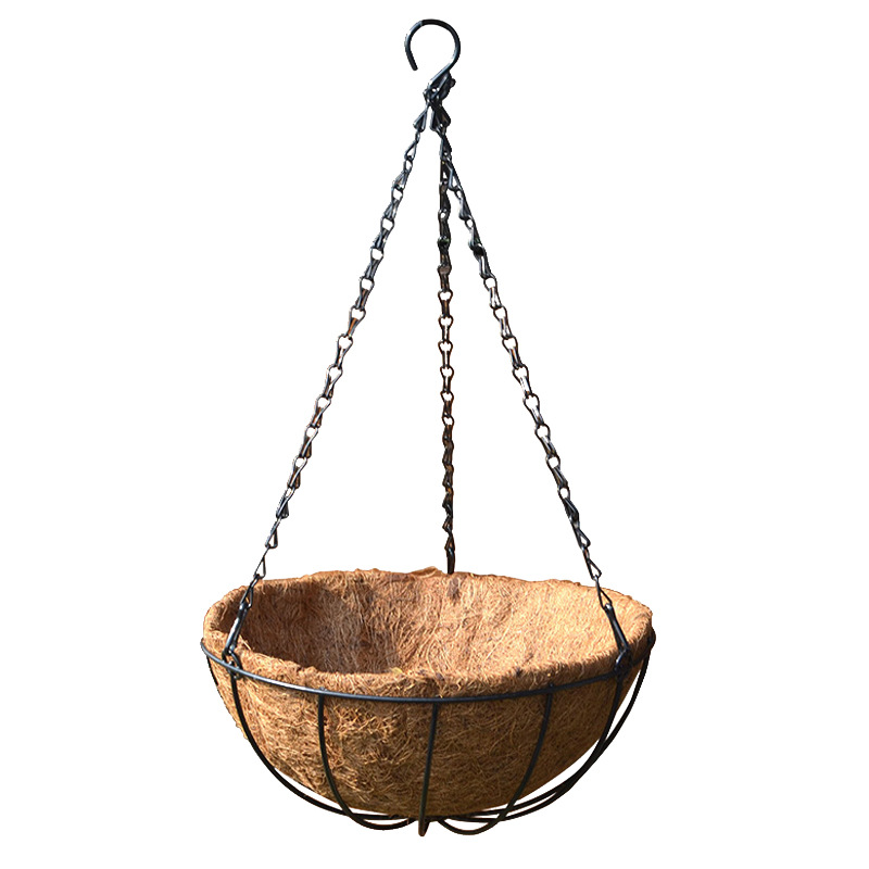 Environmental protection coconut palm hanging basket iron wall hanging half wall flower basket hanging basket hanging wall coconut palm mat hanging flower pot hanging rack