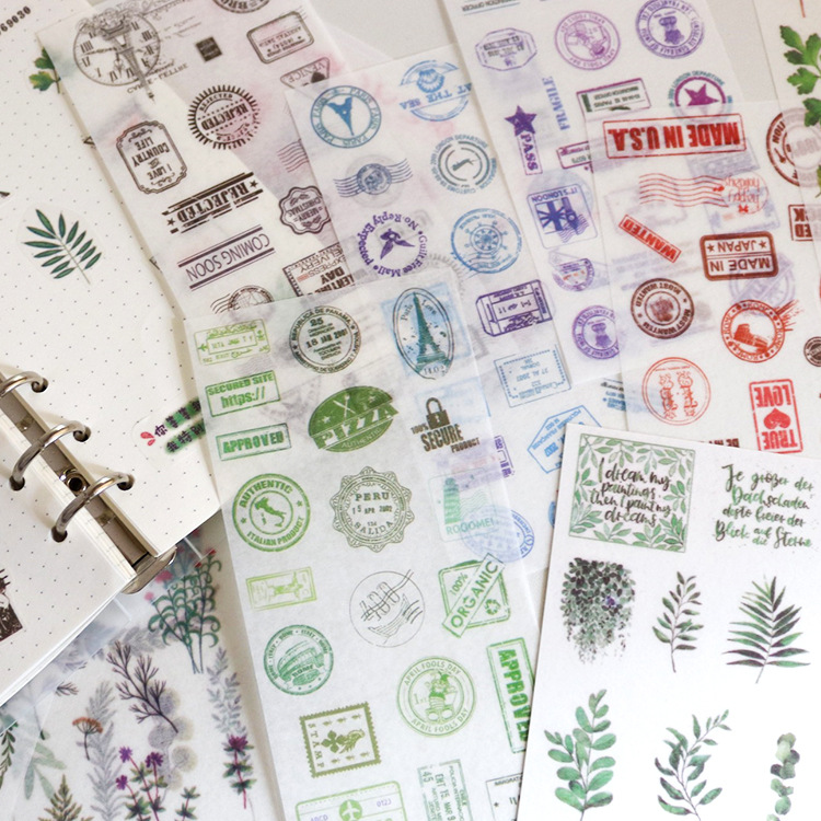 Flower Room Event Plant Flower bouquet retro hand account and paper sticker decorative small pattern ins Wind label hand account material sticker