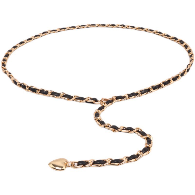Love Round Beads Small Fragrant Style Metal Chain Belt Woven Waist Seal Ins Style Peach Heart Beauty Head Waist Chain for Women