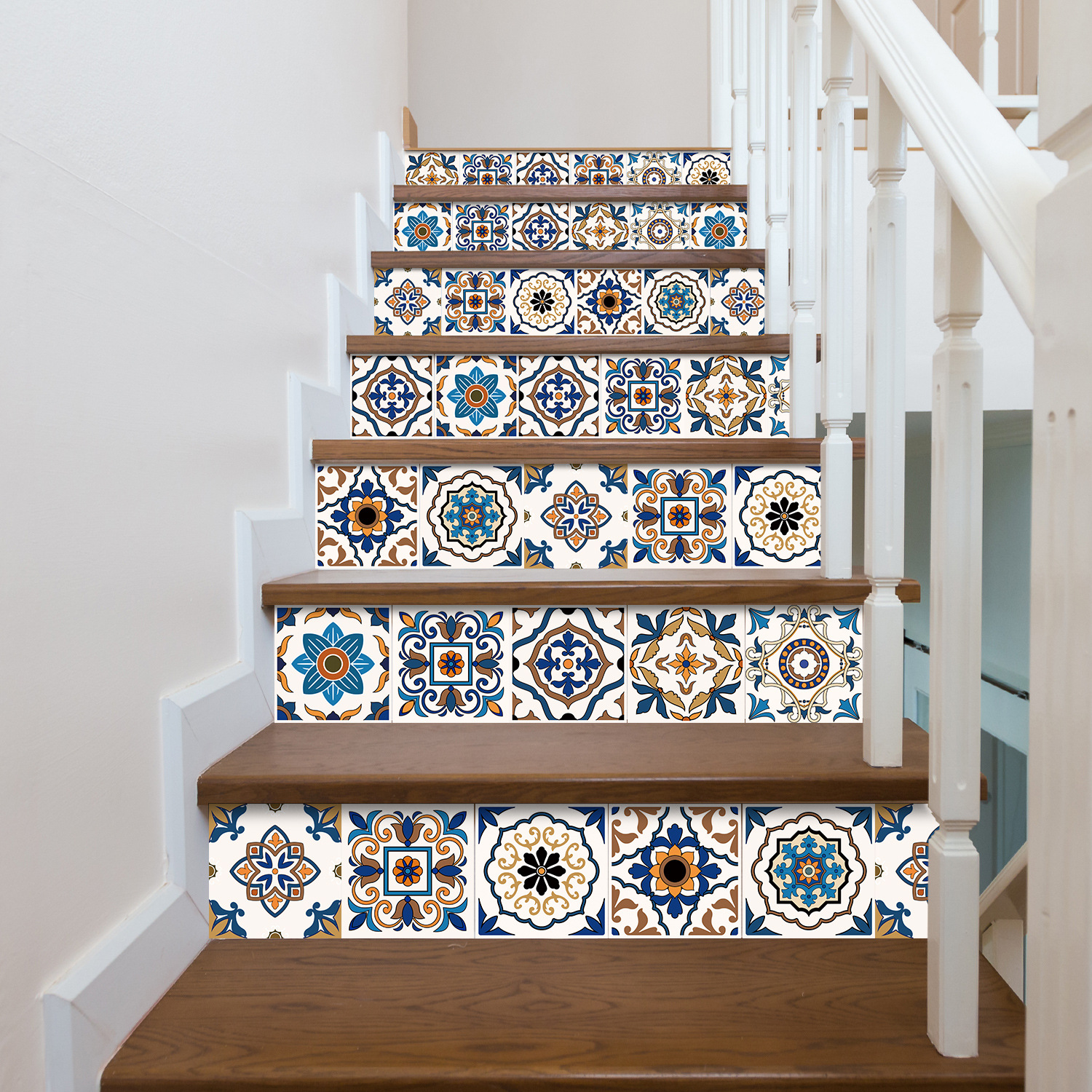 Waterproof PVC Mute Film Tile Sticker American Country Creative Stair Wall Decoration Reconstruction Wallpaper Self-adhesive Sticker