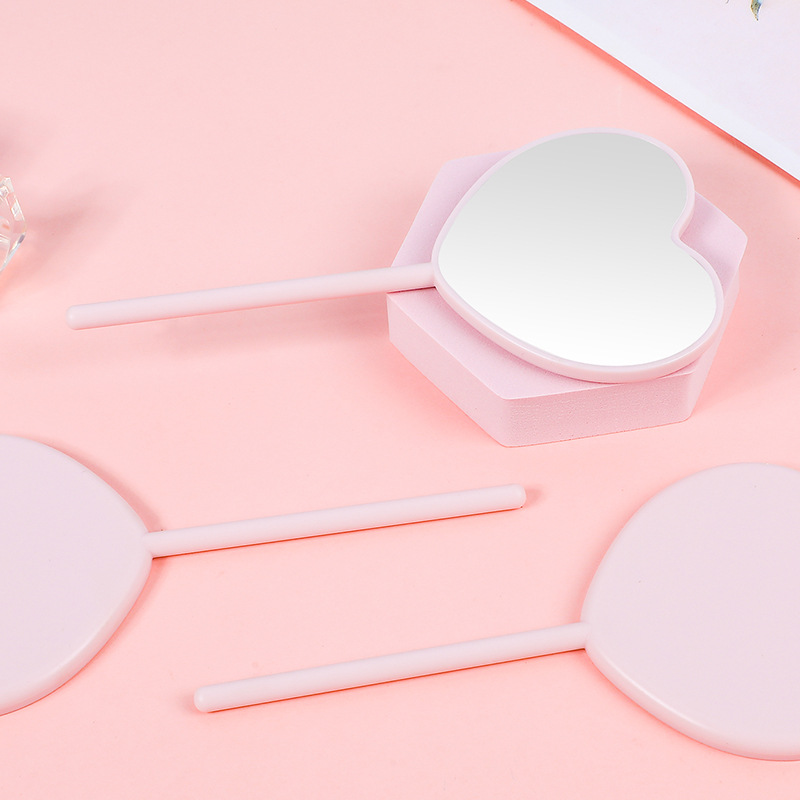 New love makeup mirror fairy hand-held handle mirror handmade cream glue portable heart-shaped makeup mirror DIY