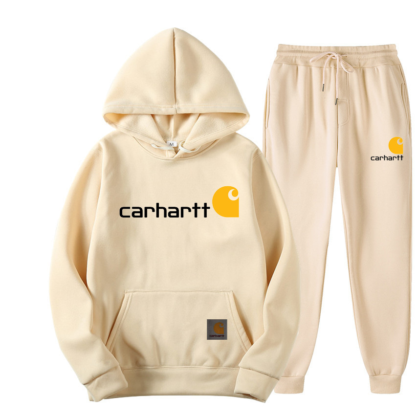 Cross-border Amazon tide brand carhartt letters mango printed sweater suit men's and women's fleece-lined hoodie wholesale