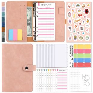 A6 Macaron leather notebook binder can be filled with 12 loose-leaf zipper bag bill change storage book