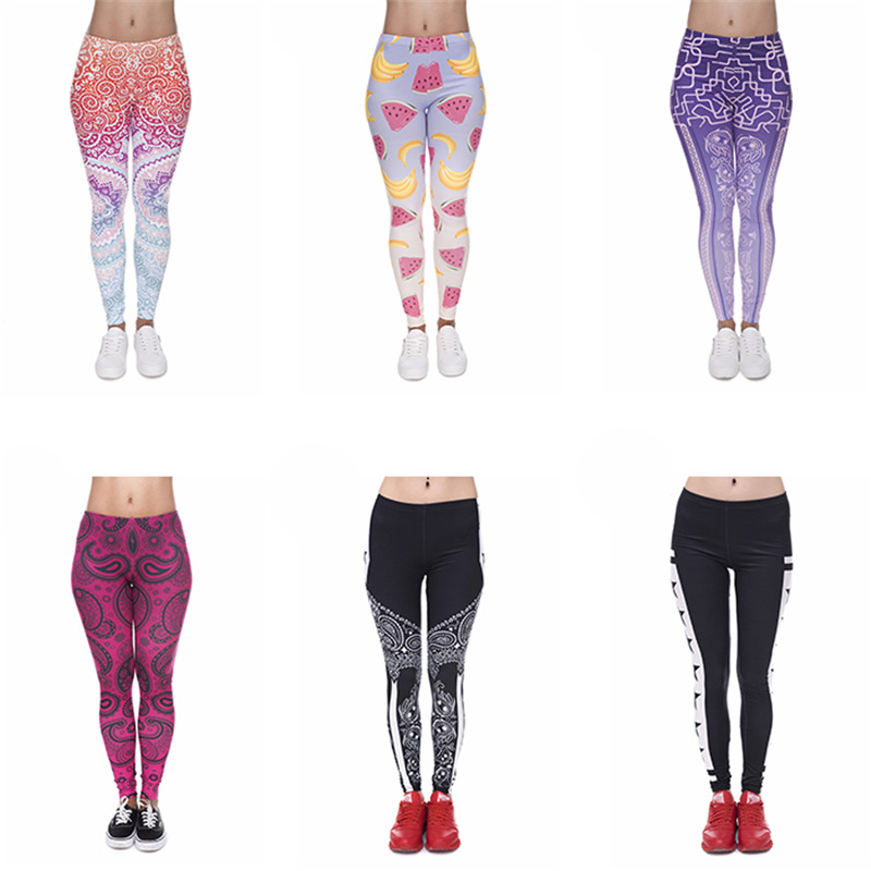 Mandala Pattern Stripe Printed Ankle-length Pants High Waist Sports Yoga Large Size leggings Women's leggings Foreign Trade