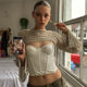 European and American style woolen crocheted hollow bell sleeve short blouse fashion new style solid color street fashion outdoor personalized top