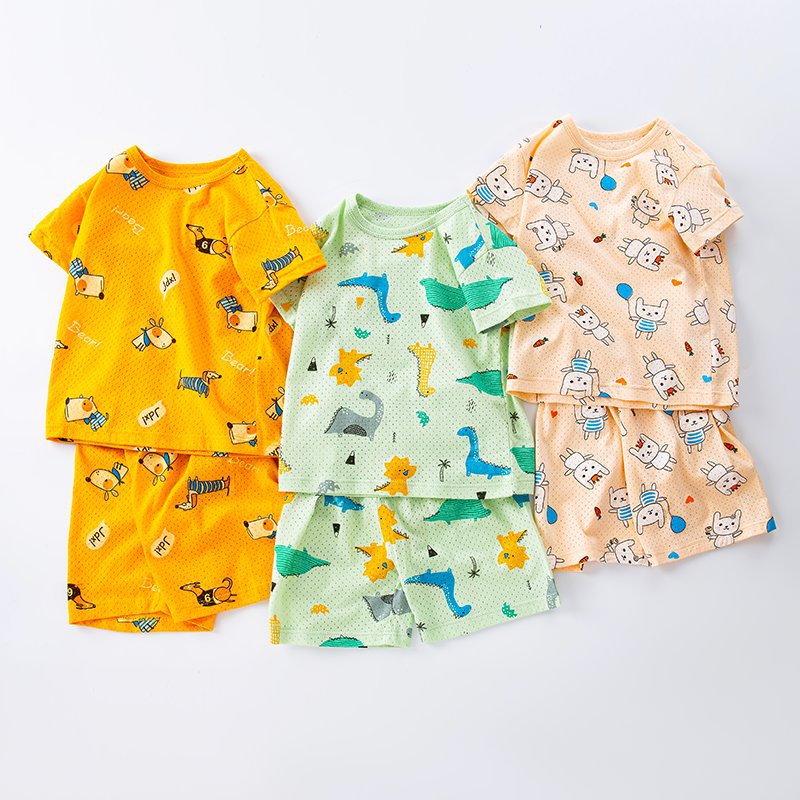 2023 Summer new children's breathable short sleeve suit children's neutral 40-color two-piece set one-piece delivery
