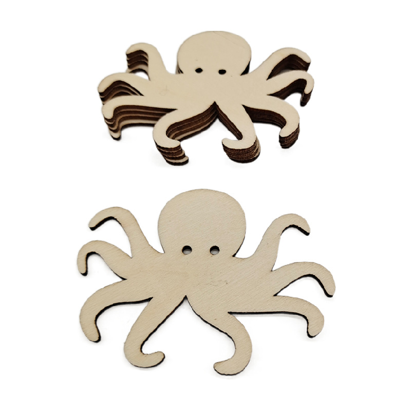 Spot Submarine Animal Wooden Button Pieces Wooden Environmental Protection Marine Cartoon Decorative Wooden Pieces Wooden Handicrafts