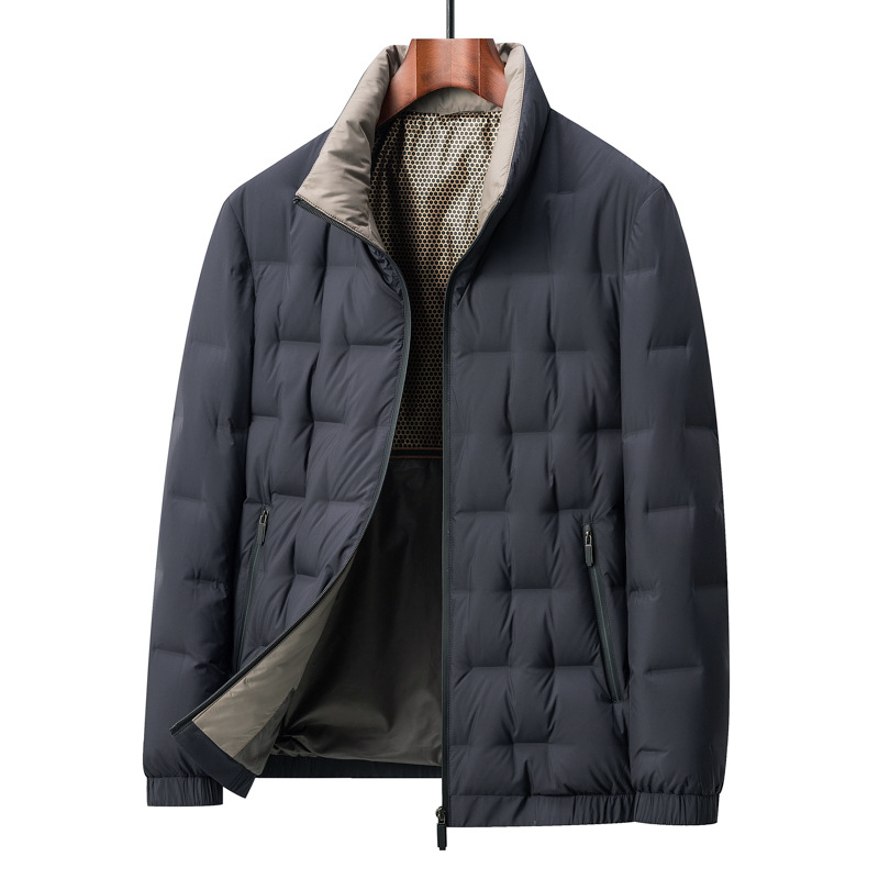 Winter new lightweight down jacket men's short graphene heat storage warm white duck down stand collar men's winter coat