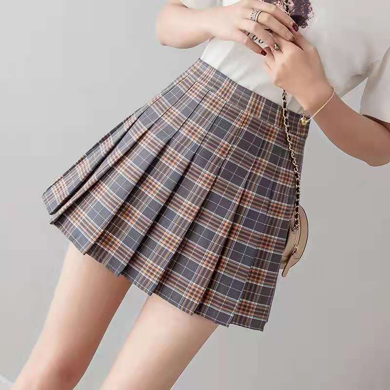 Pleated Skirt Women's Skirt 2021 Autumn and Winter New High Waist Slim A- line Skirt Large Size Japanese JK Plaid Skirt Summer