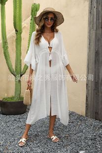 Factory Outlet Amazon Fashion Cardigan Lace Stitching Women's New Seaside Holiday Long Beach Sunscreen Shirt