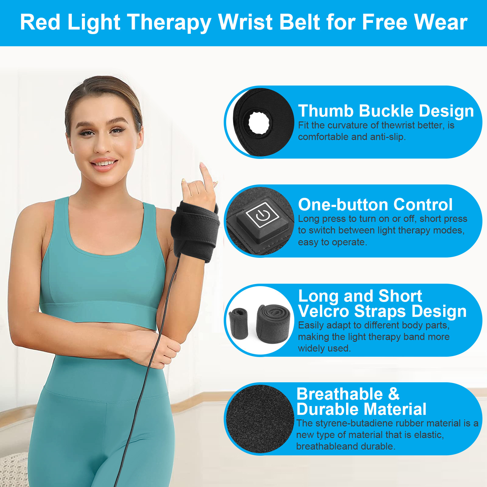 New red light physiotherapy wrist strap home soothing 48 double chip led wrist strap