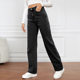 2025 European and American Cross-Border High-Waisted Straight-Leg Denim Pants Women's Washed Light-Colored Simple Pants