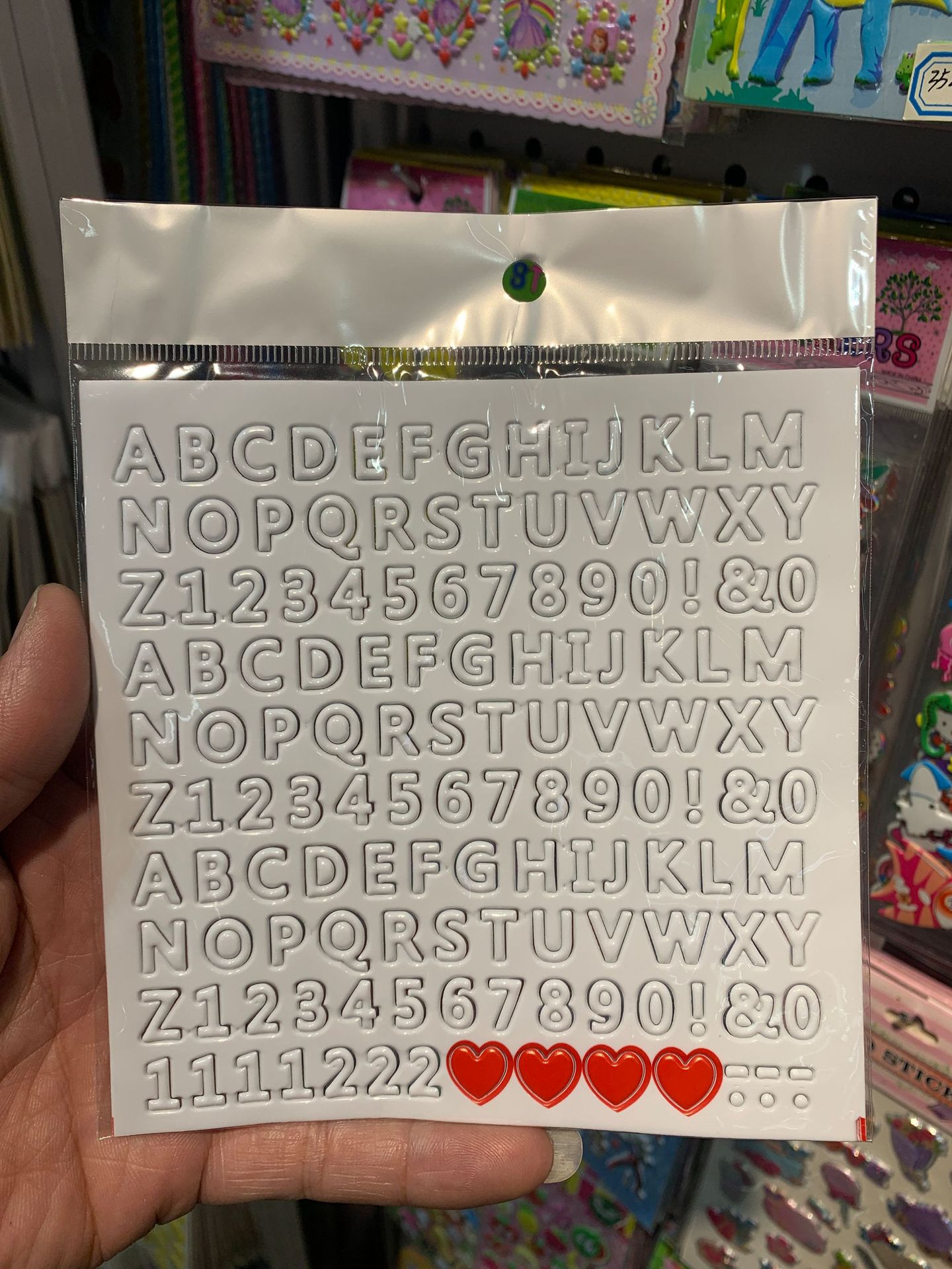 New white stickers digital stickers Red love three-dimensional bubble stickers English stickers children gift stickers