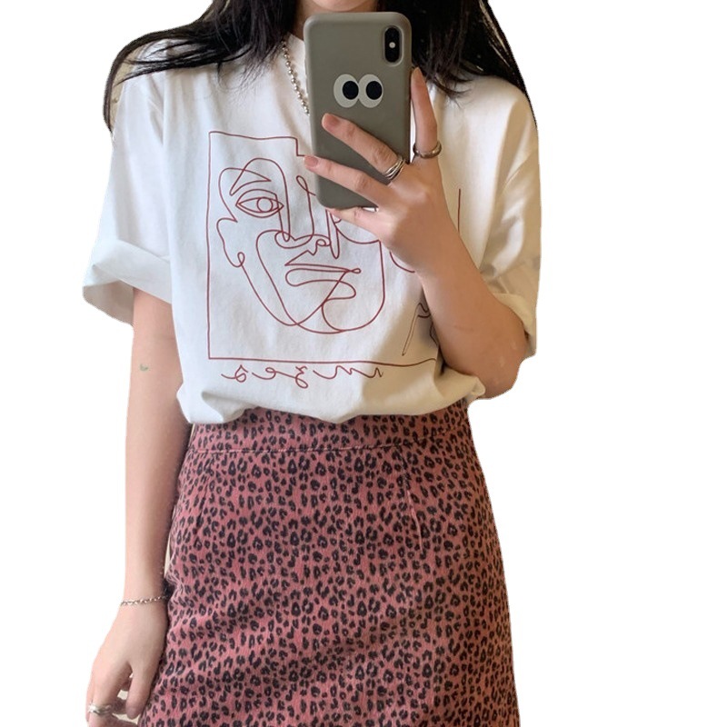 Short-sleeved T-shirt Women's Summer New Korean-style Round Neck Loose All-match Couple Student Top T-shirt ins Women's Clothing Wholesale