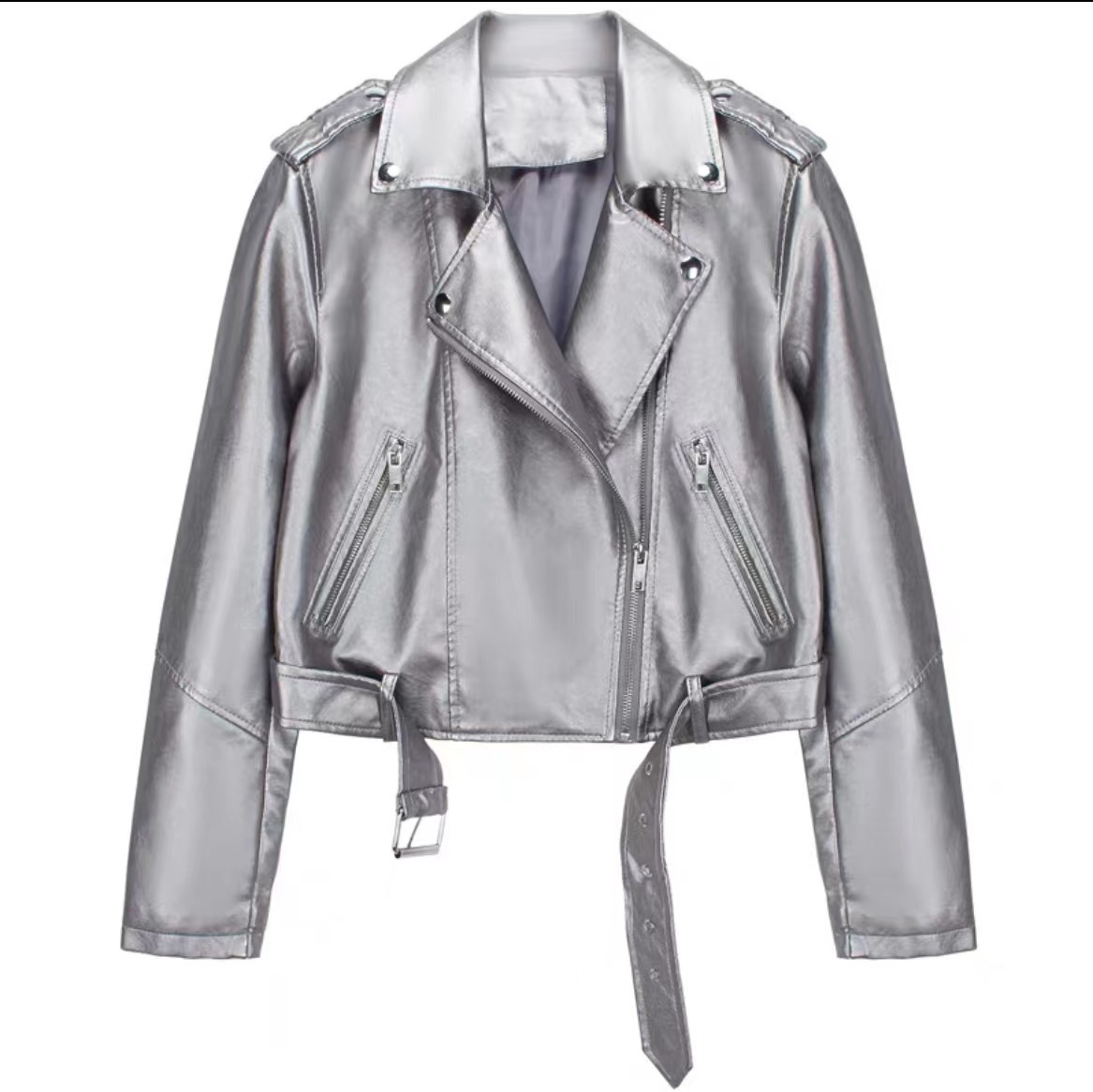 Small leather coat women's short spring and autumn new Korean style student pu slim belt motorcycle small leather jacket jacket