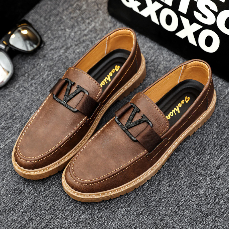 2023 New British Style Spring Men's Shoes All-match Men's Casual Shoes Business Dress Black Leather Shoes Work Fashion Shoes