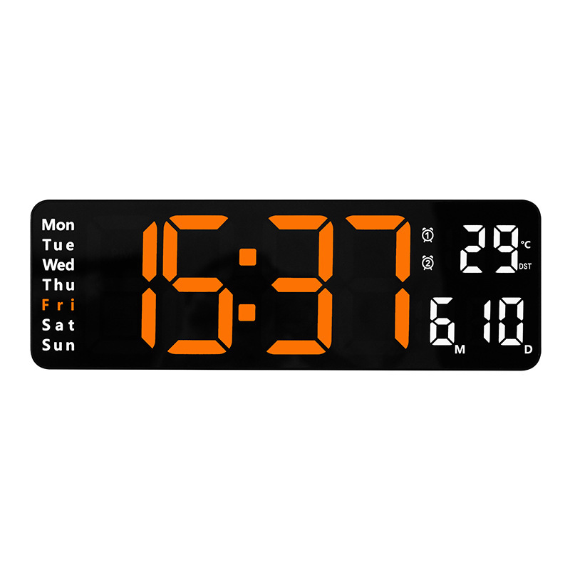 13-inch simple sitting and hanging dual-purpose living room clock large font electronic clock multi-group alarm clock temperature week with screen 6629