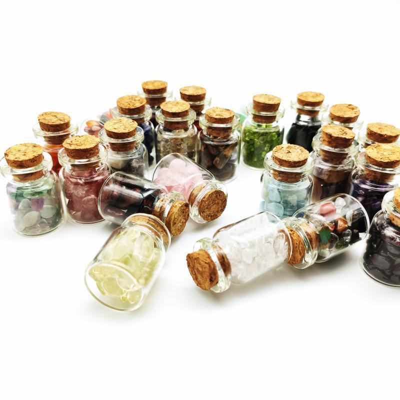 Natural pink crystal amethyst citrine white crystal gravel wishing bottle colorful pieces small bottle degaussing ornaments