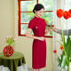 Cheongsam new 2025 Xi mother-in-law wedding dress mother dress noble young temperament high-end plus size wine red
