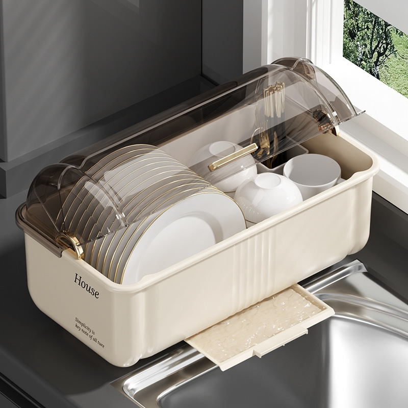 Bowl and Chopsticks Storage Box Storage Rack for Dishes and Dishes Kitchen Household Multifunctional Draining Rack with Lid Cupboard Storage Box
