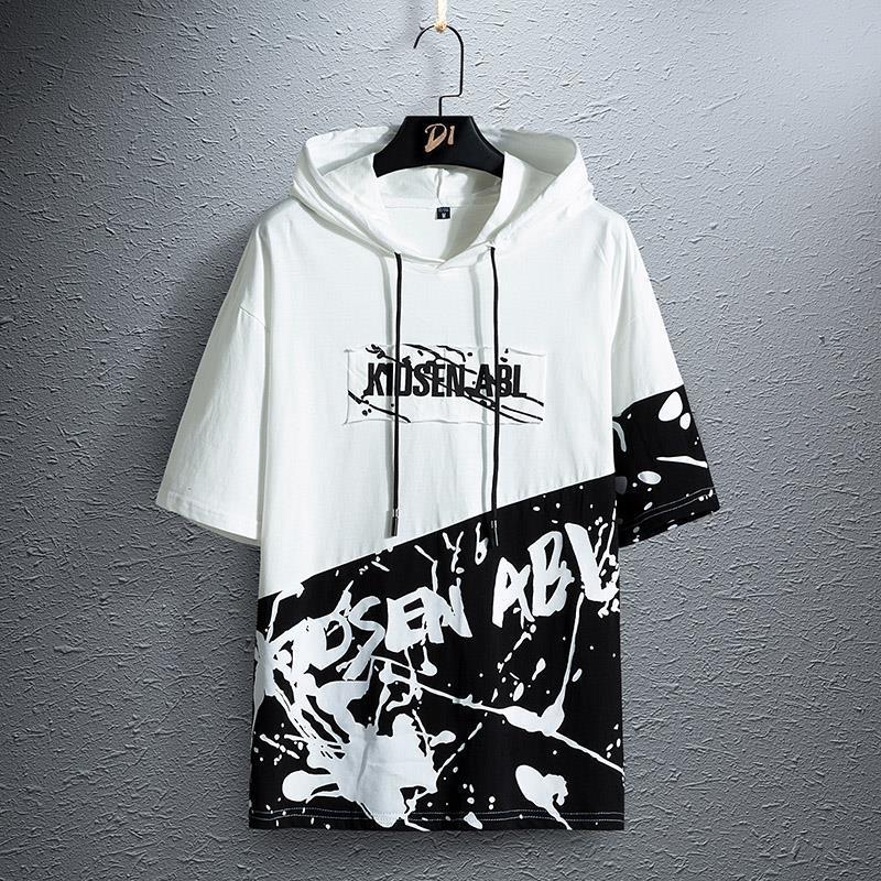 Cross-border a generation of summer men's short-sleeved T-shirt fashion hooded men's clothing summer loose half-sleeved hooded