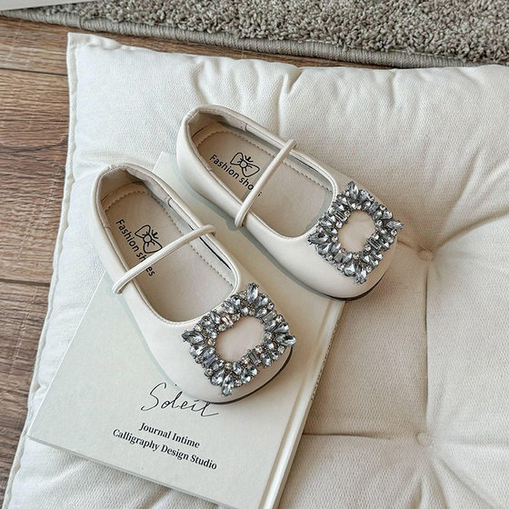 French Style Elegant Square Toe Ballet Shoes Women's Spring and Summer 2024 New Rhinestone Pedal with Skirt Soft Sole Shoes