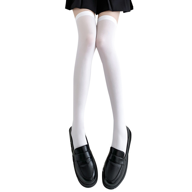 jk socks Women's Mid-length socks spring and summer thin knee-high calf uniform socks stockings black and white stockings