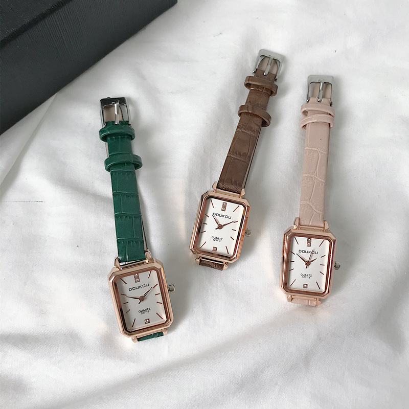 Vintage Niche Watch Women's ins Style Simple Elegant Square Mini Casual All-match Mori Style Hong Kong Style Women's Watch