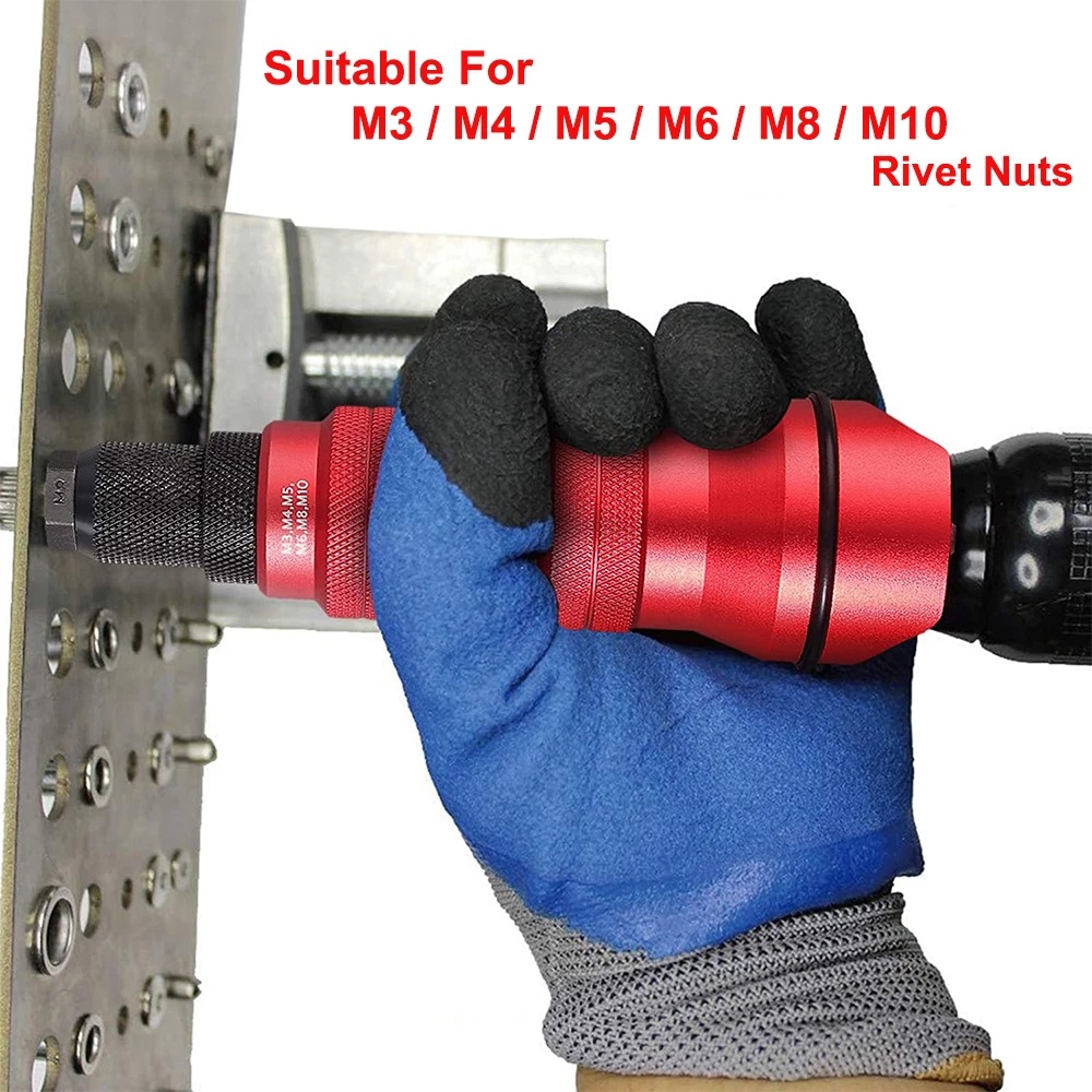 Pull rivet nut gun head electric drill turn nut gun conversion head M3 ~ M10 high quality cordless rivet nut gun adapter