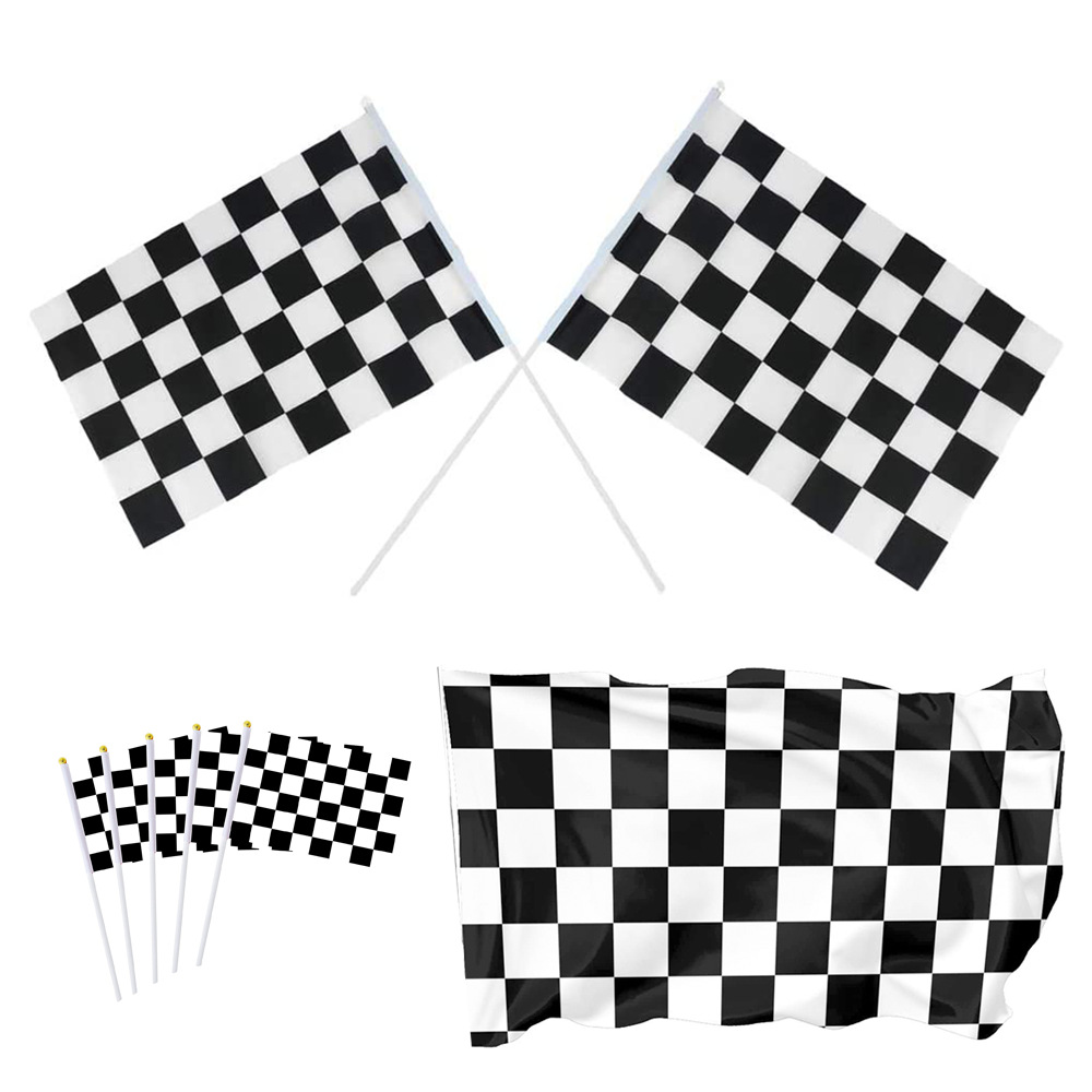 Cross-border spot multi-size square hand-waving flag racing flag black-and-white competition polyester flag colorful flag chunya spinning