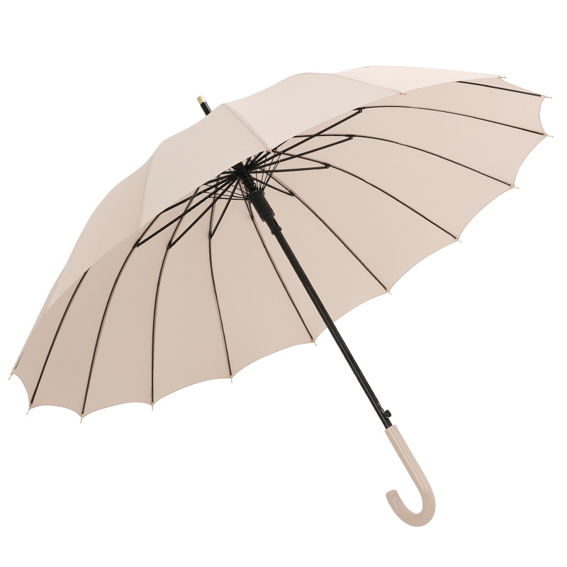 A large number of wholesale umbrella Japanese plain long handle straight rod umbrella rain umbrella 16-strand curved handle advertising umbrella LOGO