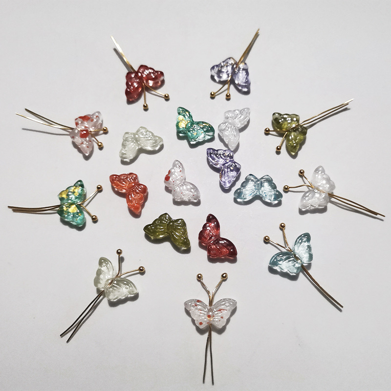7*15 stereo butterfly hairpin accessories material wholesale antique jewelry accessories handmade material Czech glass beads