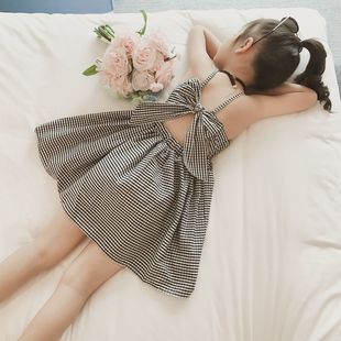 Girls' Summer Sling Dress 2023 Summer New Korean-style Plaid Trendy Mid-range Children's Internet-famous Thin Princess Dress