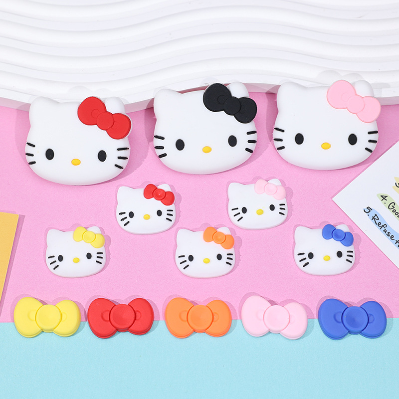 Three-dimensional Bow Tie Cat Large KT Cat DIY Soft Silicone Accessories Hook Decoration Mobile Phone Case Insulation Water Cup Tow