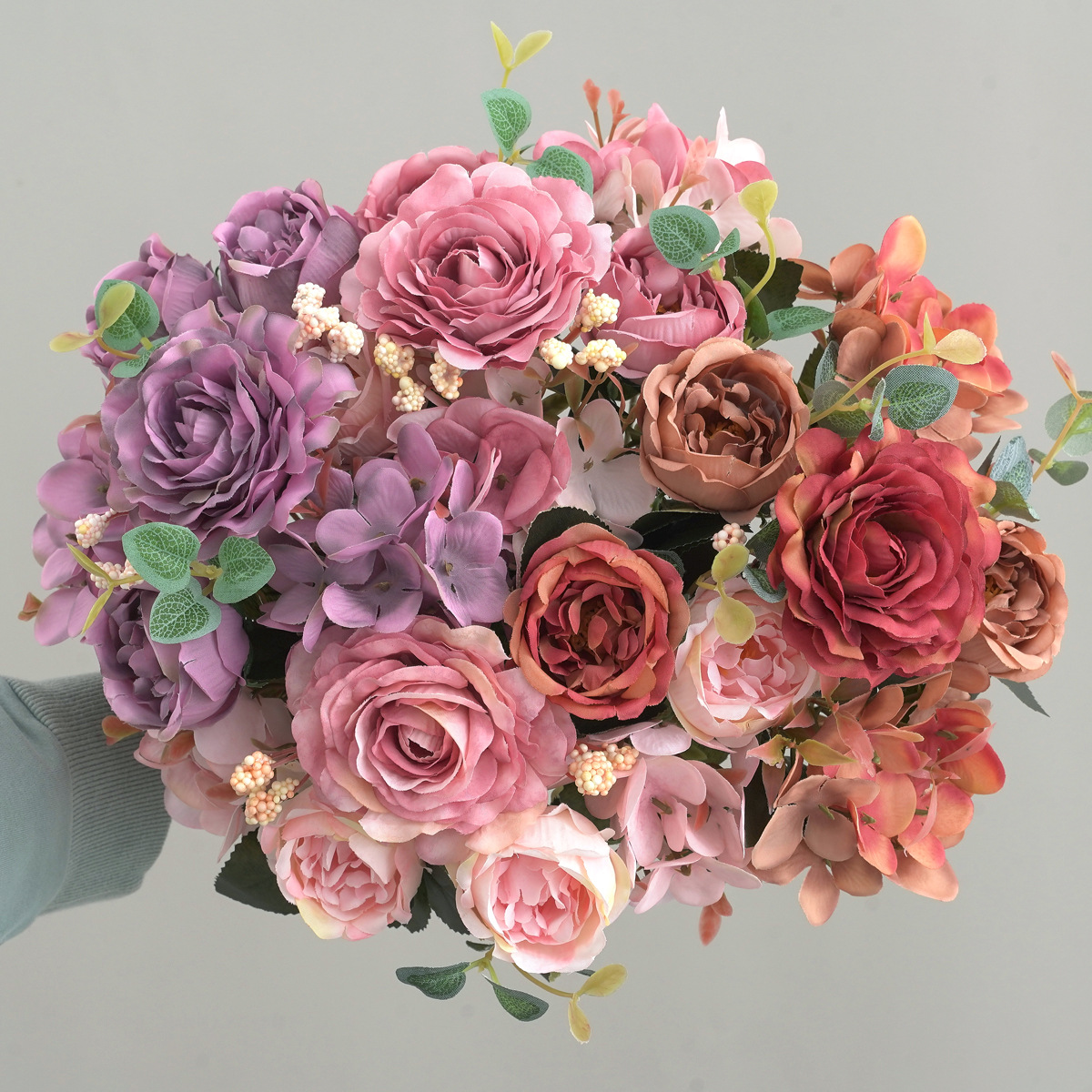 European-style retro hydrangea peony bouquet hibiscus rose artificial flower home wedding decoration fake flower flower arrangement