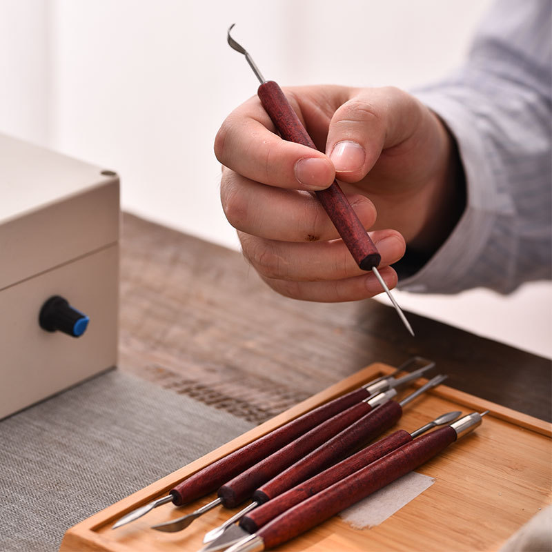 Трансграничные глиняные инструменты 6 шт. Костюм DIY камень пластиковый двуглавый кружевной нож керамика красное дерево глина нож для резьбы