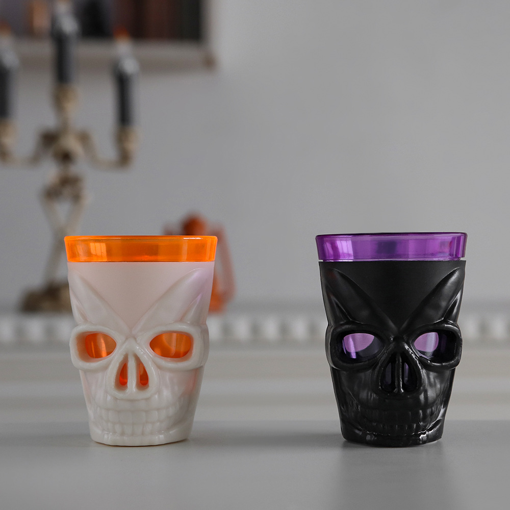 New Halloween luminous wine glass atmosphere layout props horror skull wine glass LED electronic light ornaments wholesale