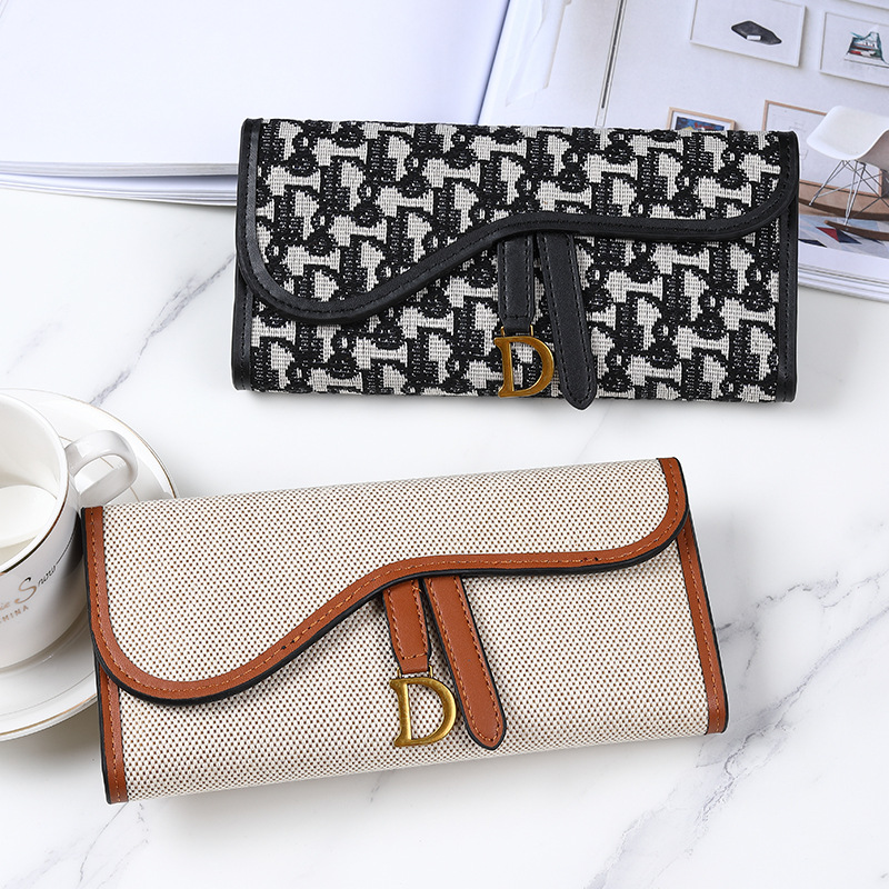 European and American retro wallet ladies long style large capacity D buckle multi-card position foreign trade multifunctional three-fold handbag wholesale 