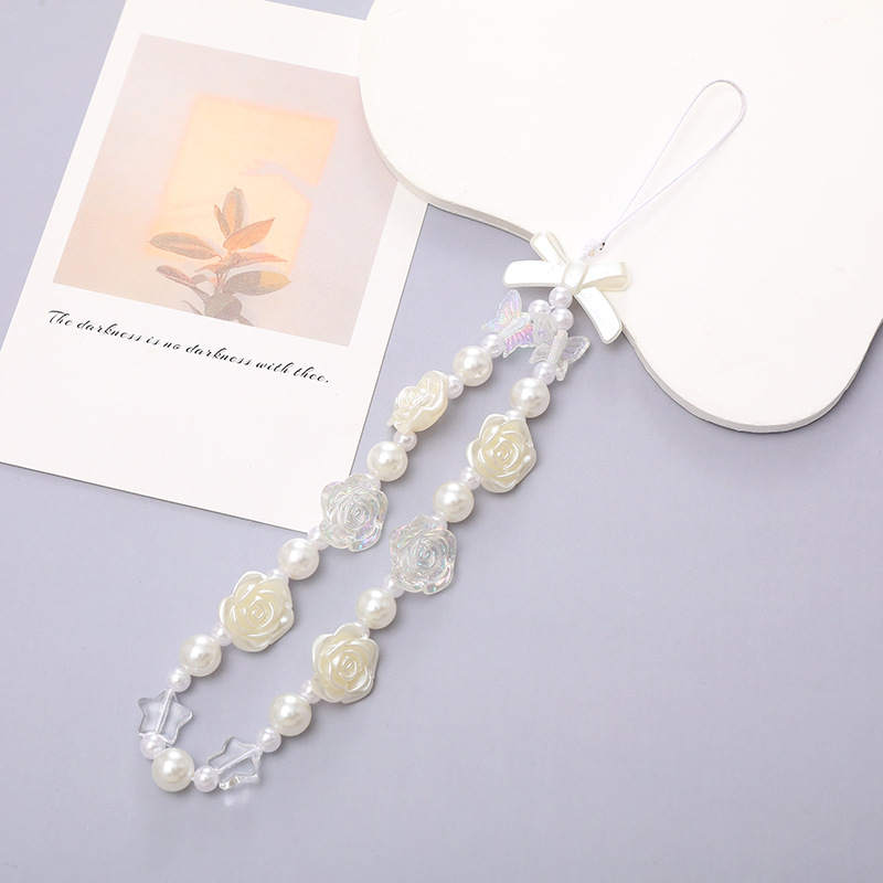 Hot Selling Internet Celebrant Beaded Love Phone Chain Anti-drop Anti-drop Mobile Phone Case diy Pearl Hanging Chain Short Mobile Phone Lanyard